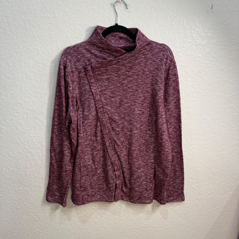 G.H. Bass & Co Womens XLβ Burgundy Asymmetric Full Zip Funnel Neck Sweatshirt
